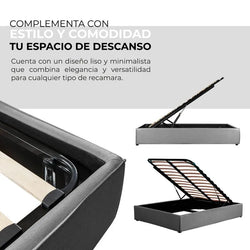 Base de Cama con almacenamiento Gris