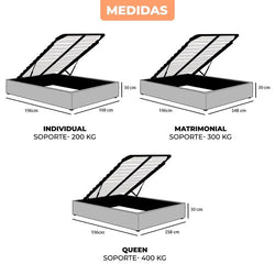 Base de Cama con almacenamiento Gris