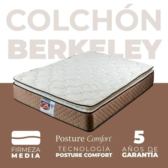Colchón Berkeley + Almohada 2 Pack Essence Peach Feel + Protector De Colchon Essence Impermeable