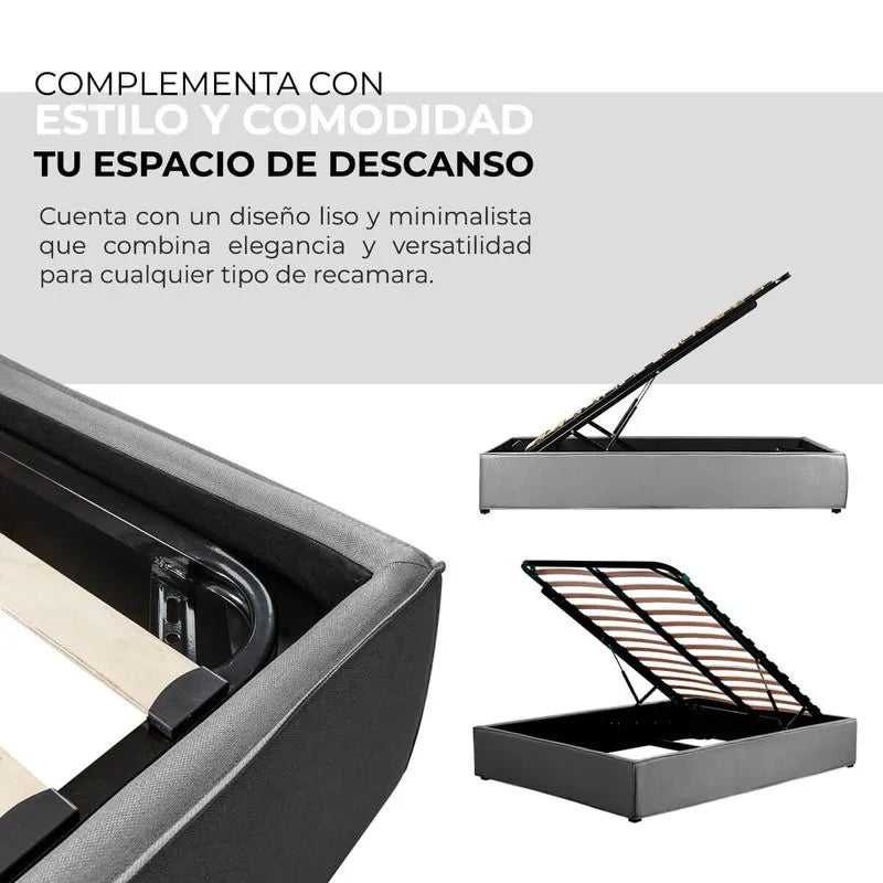 Base de Cama con almacenamiento Gris