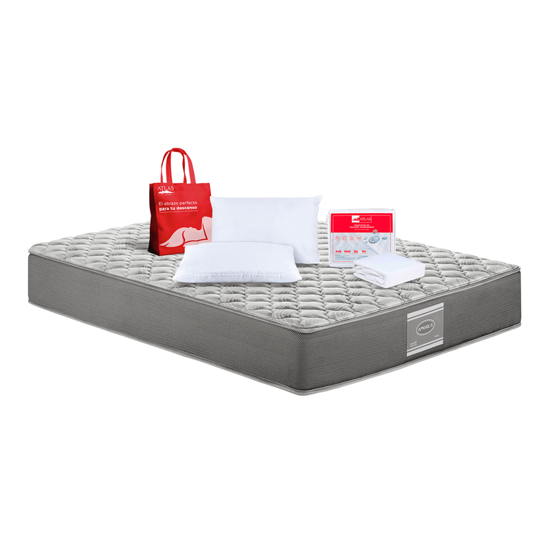 Colchón Miami + 2 Pack Almohada Basic Atlas + Protector Basic Atlas