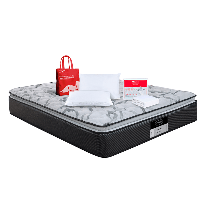 Colchon Aspen + 2 Pack Almohada Basic Atlas + Protector Basic Atlas