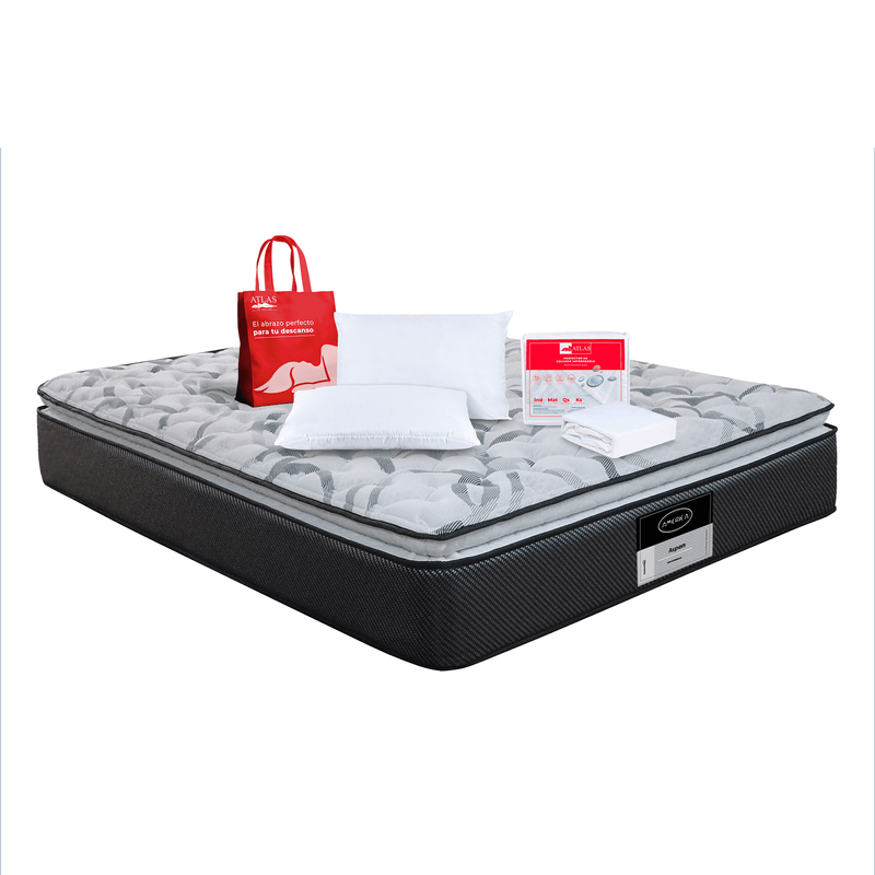 Colchon Aspen + 2 Pack Almohada Basic Atlas + Protector Basic Atlas