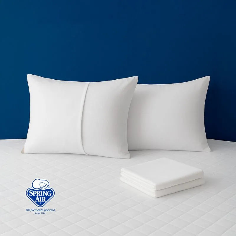 Set Protector Essence + 2 Pack Almohadas Peach + Sabanas Blancas