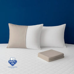 Set Protector Essence + 2 Pack Almohadas Peach + Sabanas Khaki
