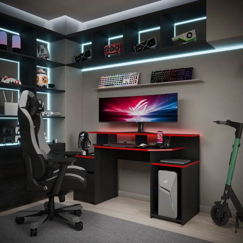 Escritorio Gamer Ares Rojo Negro