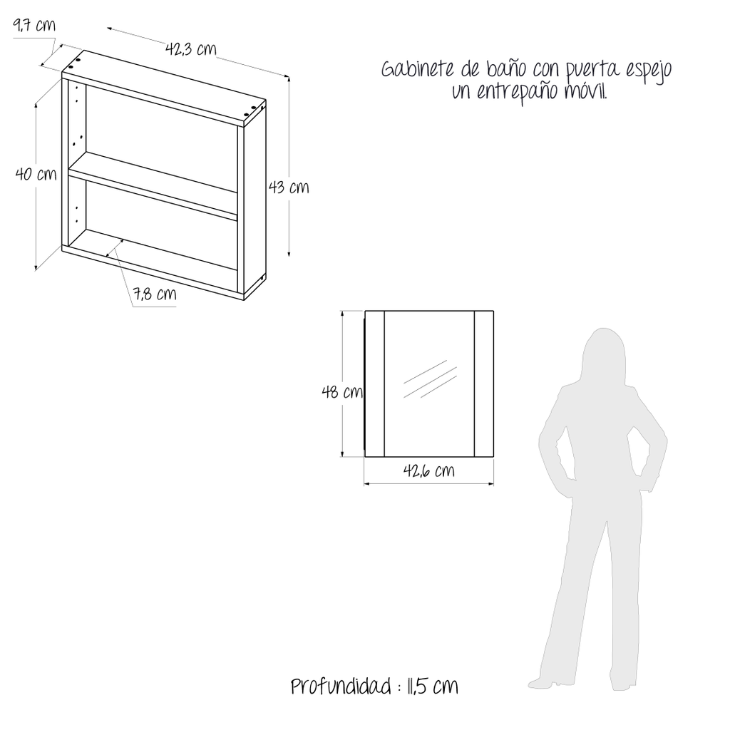 Gabinete Espejo Niki Negro