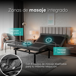Cama Eléctrica Roomi Plus Lumbar + 2 Almohadas De Gel Roomi