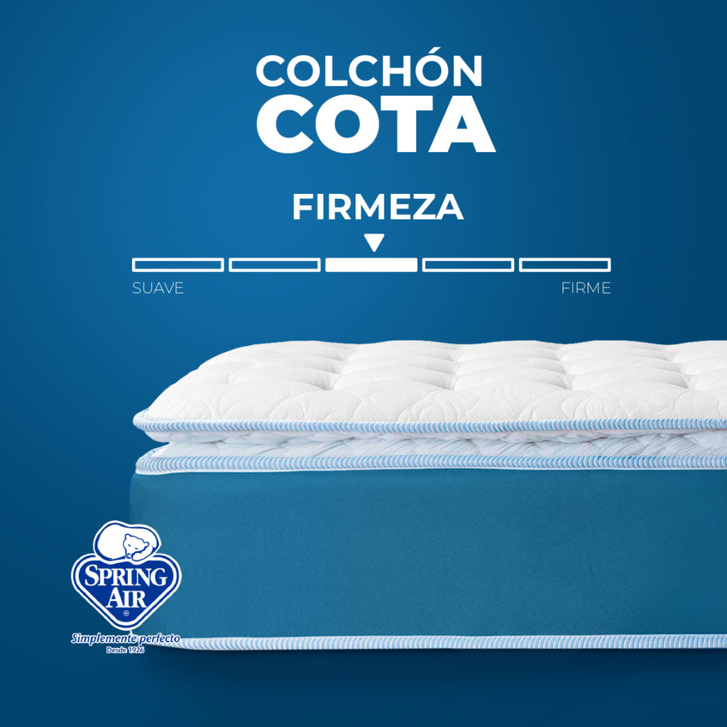 Colchón Cota + 2 Pack Almohadas Peach Feel + Sabanas + Protector Impermeable