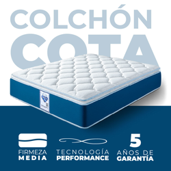 Colchón Cota + 2 Pack Almohadas Peach Feel + Sabanas + Protector Impermeable