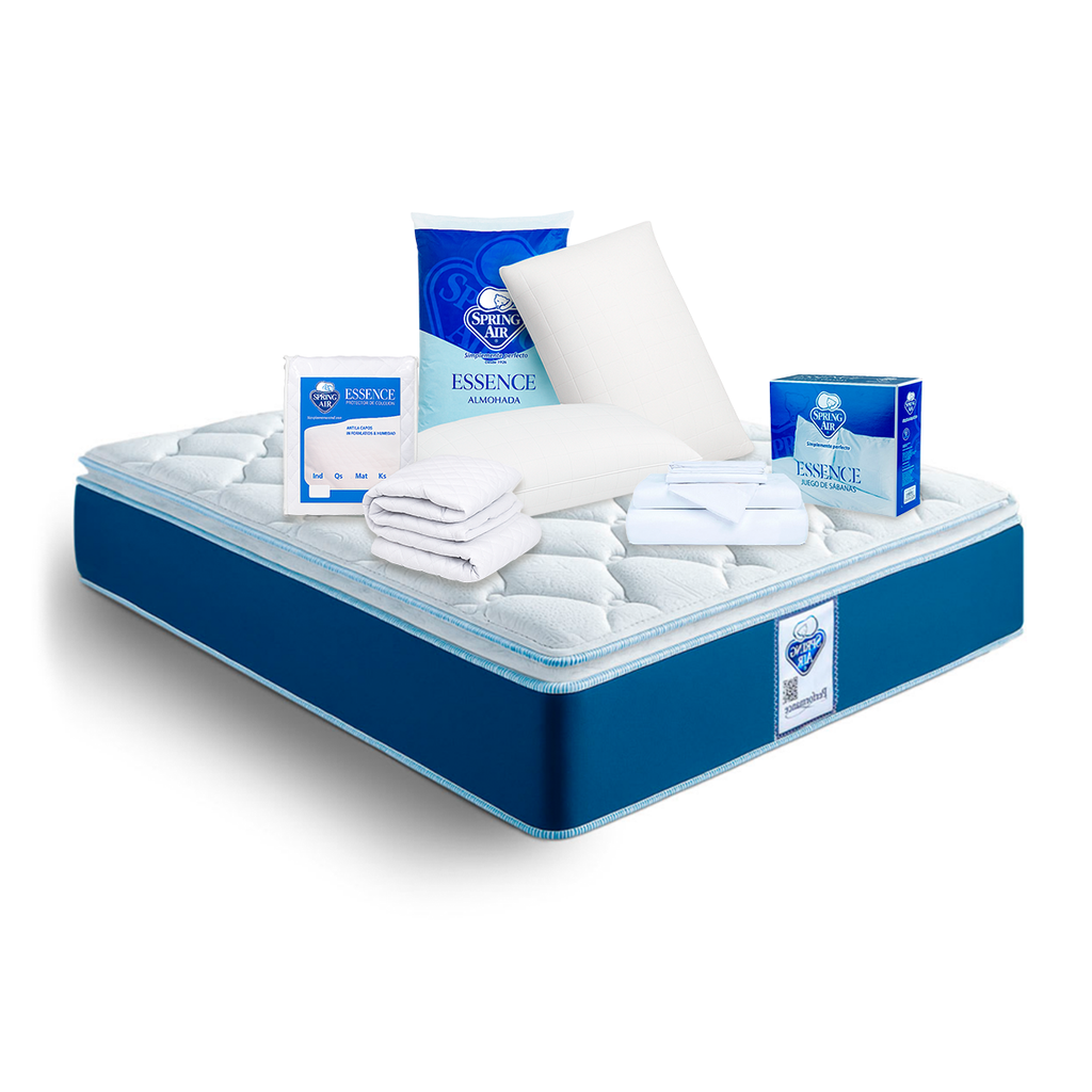 Colchón Cota + 2 Pack Almohadas Peach Feel + Sabanas + Protector Impermeable