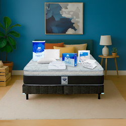 Colchon Gibson +  2 Pack Almohadas Essence Memory Foam + Protector De Cajon Dry Tech