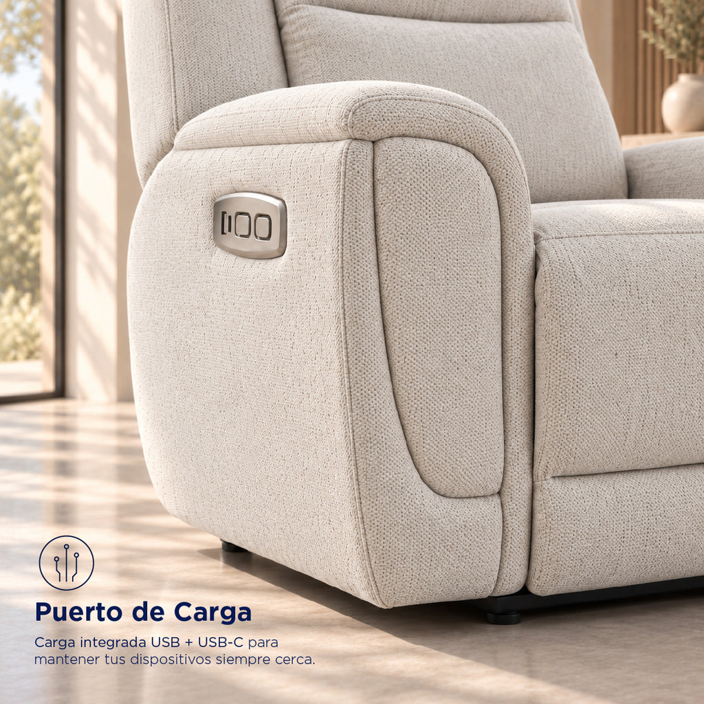 Sofá Reclinable Eléctrico Milo Spring Air Gris Plata