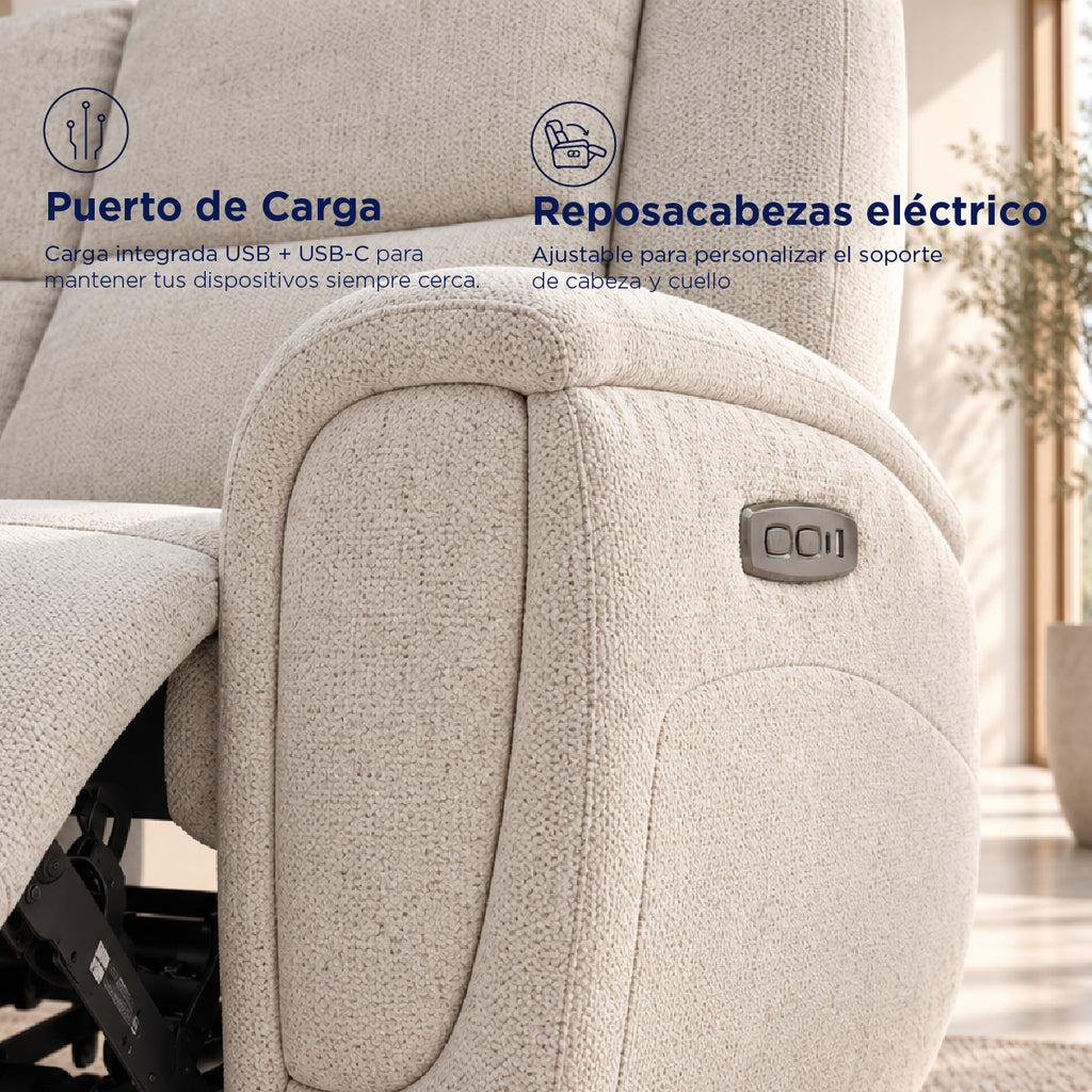 Sofá Reclinable Eléctrico Milo Spring Air Arena