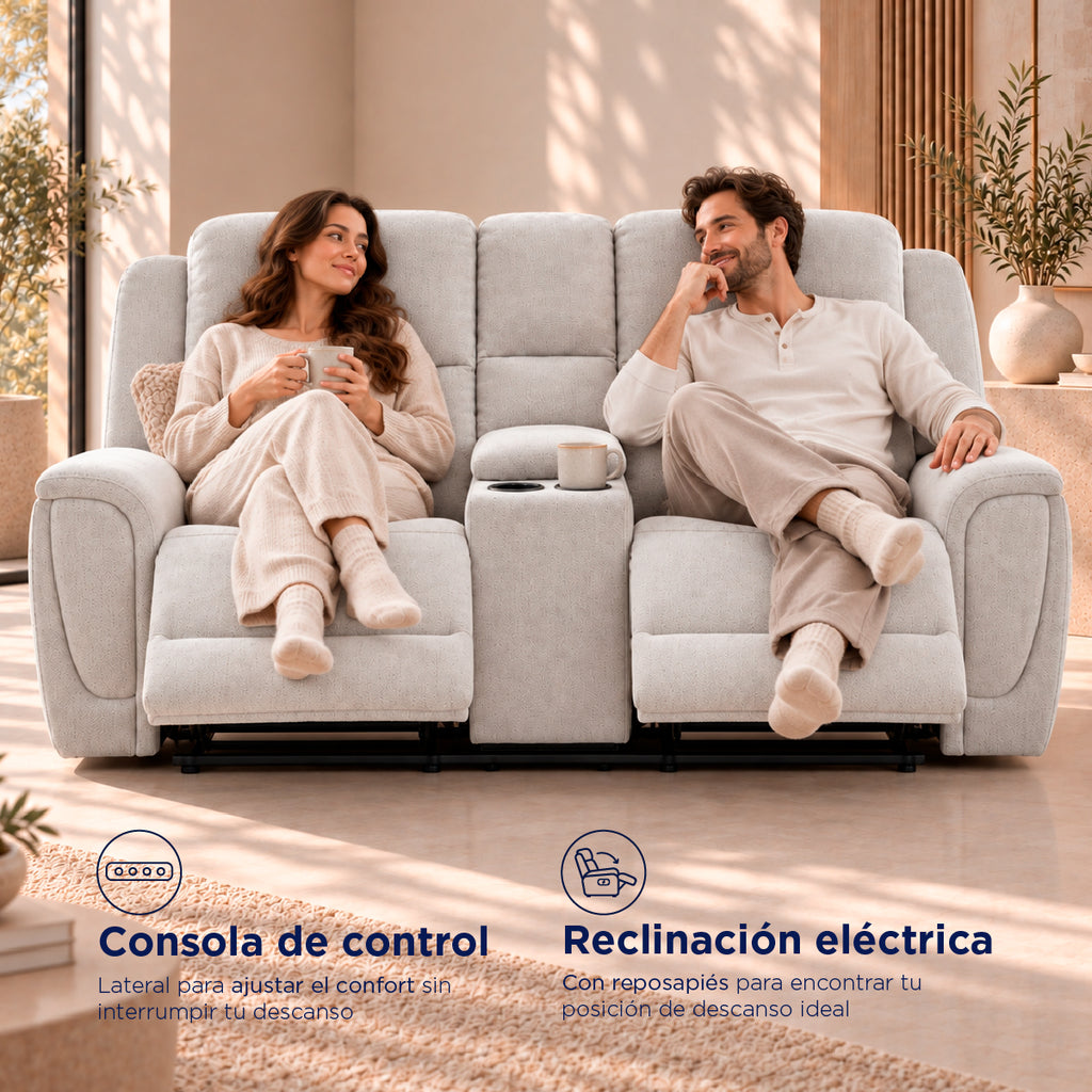 Sofá Reclinable Eléctrico Milo Spring Air Gris Plata