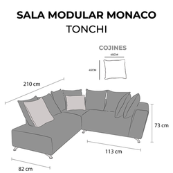 Sala Modular Monaco Tonchi Con 10 Cojines Decorativos